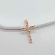 1pc Copper Micro-Inlaid Full Diamond Cross Pendant, Fashionable & Personalized Mini Charm For DIY Bracelet, Necklace, Earrings, Phone Chain, Versatile Handmade Accessory - Multicolor - View 45