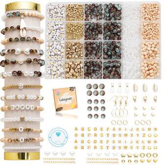 6毫米/8毫米裂纹玻璃珠手链制作套装 水晶玻璃珠首饰制作套装，友谊手链套装 DIY工艺品礼物