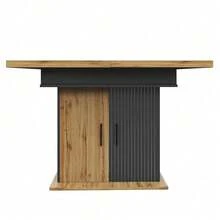 Table à Manger Télescopique 110-140*80 cm - Extensible et Pliable pour 4-6 Personnes - Design Rétro et Gain de Place - Idéale pour Cuisine, Salon, Salle à Manger et Appartement - Noir + Naturel + MDF-1 - Voir 7