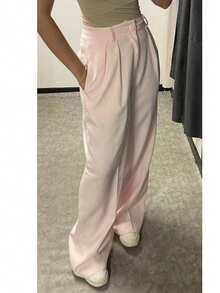Tailored Wide Leg Trousers - Baby Pink - View 1