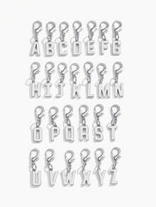 1pc Fashionable Minimalist 26 Small English Letter Shape Smooth Metal Keychain, Suitable For Women Car Key, Bag Decoration And Gift - Silver - View 12