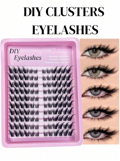 10D卷翘度，120簇高容量优质假睫毛，8mm-16mm黑色睫毛杆，结实挺括，外眼角上翘，增添活力，打造自然眼线效果，立体惊艳妆容，新手也能轻松上手，可重复使用。