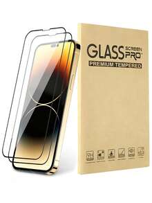 2 piezas de película de protección de pantalla HD de vidrio templado compatible con iPhone 16/16 Plus/16 Pro/16 Pro Max/15/15Pro/15Plus/15Promax, a prueba de agua, a prueba de golpes, resistente a caídas, resistente a arañazos y antihuellas dactilares con cobertura completa