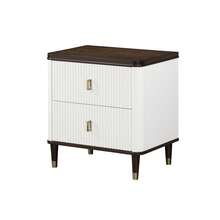 Carena White & Walnut Finish Night Stand W/USB On-Site - Gray + Mirror - View 1
