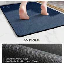 Modern Large Size Bathroom Mat - Diatomaceous Earth Bathroom Floor Mat, Non-Slip, Quick-Drying, Absorbent Diatomaceous Earth Bathtub Mat (15.7 Inches X 39.4 Inches, Navy Blue), Suitable For Bathrooms And Modern Design Styles.