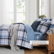 King Comforter Set, Classic Red Black Plaid-Piece Bedding Set, Farmhouse Lightweight All-Season Bed In A Bag With Sheets, Pillowcases & Shams, Home Decor - Lake Blue - View 4