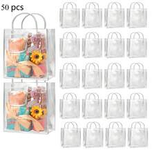 Set de 40/50 bolsas transparentes de PVC a prueba de agua, para regalo, bolsa de compras, bolso perfecto para bodas de damas, fiestas y regalos de festivales, aprobado para estadios, bolsa transparente y clara a prueba de agua para mujeres, perfecta para verano, vacaciones y playa, bolsas de regalo de Navidad. - Transparente - Ver 1
