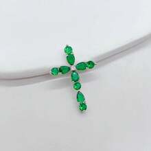 1pc Copper Micro-Inlaid Full Diamond Cross Pendant, Fashionable & Personalized Mini Charm For DIY Bracelet, Necklace, Earrings, Phone Chain, Versatile Handmade Accessory - Multicolor - View 41