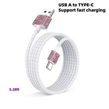 1pc Sparkling Rhinestone Car Charger, Fast Charging USB A/C Type Car Phone Charger, Diamond Adapter, Compatible With 3-In-1 Fast Charging For Car, Retractable Data Cable, Supports Phones, Dashcams, GPS And More, Handmade, Ideal Gift For Men And Women On Holidays/Birthdays - Multicolor - View 117