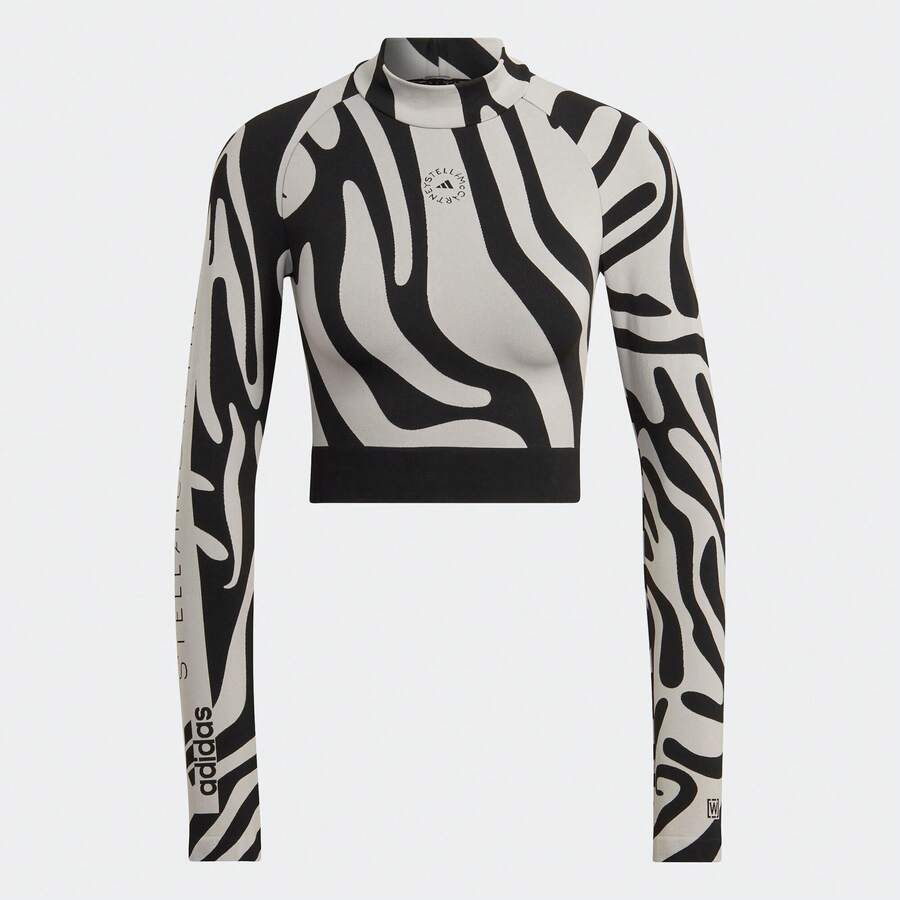 Adidas Women's Fitness Crop Top, Slim Fit Workout Shirt - Light Grey/black - View 1