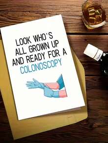 1pc Naughty And Funny Birthday Card With The Theme Of Doctor's Check-Up, Suitable For Sending To Your Friends (With Random Color Envelope) Back To School,Back To School,School Supplies - Blue and White - View 6