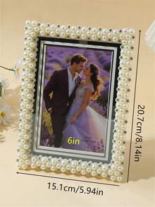 1pc Premium Pearl Glass Photo Frame, 5/6/7/8 Inch, Suitable For Storing Love Photos, Wedding Photos, Birthday Photos, Travel Photos And Valentine's Day Gifts (Photo Paper Shipped Randomly) - Beige - View 10