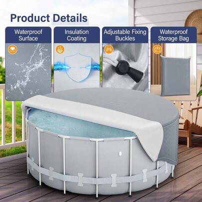 215*70CM Round Hot Tub Cover, 6 Persons Hot Tub Cover Protector, 420D Full Coverage Hottub Surround Pool Covers-UV Resistant & Waterproof Overall Spa Safety Protector For Outdoor Tubs (Grey)