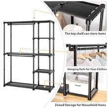 Mavivegue 4Tier Portable Closet With Shelves Hanging Rod Ideal For Bedroom Storage Dorm Room Organization Easy Assembly Clothing Rack With Adjustable Shelves For Clothes Shoes Accessories Compact Design For Small Spaces - màu đen - Xem 7