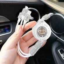 1pc Shiny Rhinestone Car Charger, Fast Charging USB Type-C Car Phone Charger, Diamond Adapter, Compatible With Phones, Dashcams, GPS And Other Devices, Ideal Gift For Men And Women On Holidays/Birthdays - Multicolor - View 21