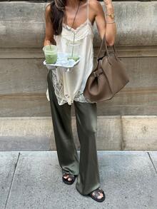 女士蕾丝无袖性感吊带背心，优雅夏季睡衣休闲白色 - 白色 - 查看 5