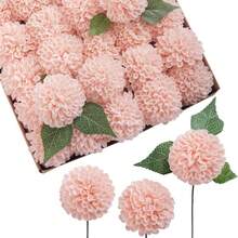 25/1000 piezas de Flores de Crisantemo de Seda Artificial, Adecuadas para Decoración de Bodas, Decoración de Pasteles, Decoración de Sala de Estar, Comedor y Mesa del Hogar, Decoración de Fiestas, Decoración Central de Mesa de Cosecha, Decoración de Coronas (Hojas no incluidas) - Rosa carne - Ver 1
