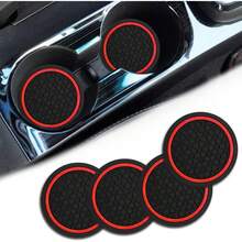 New4 posavasos para coche a prueba de polvo accesorios interiores para automóviles 2.75 pulgadas almohadillas para orejas antideslizantes para botellas de agua universales para vehículos camiones - NegroRojo - Ver 2