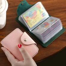 24 Bits Portatarjetas de Crédito, Bolsillo para Tarjetas Bancarias, PU, Gran Capacidad, Clip de Almacenamiento de Efectivo, Organizador, Estuche, Portatarjetas de Identificación, Cartera - Marrón - Ver 3