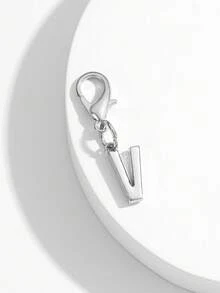 1pc Fashionable Minimalist 26 Small English Letter Shape Smooth Metal Keychain, Suitable For Women Car Key, Bag Decoration And Gift - Silver - View 36