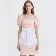 Maid Apron, Elegant Princess Style Half Apron With Ruffles, Pockets, European Style Pure White Waist Apron - Multicolor - View 6