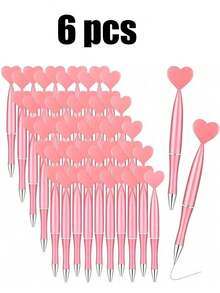 1-12pcs Pink Heart Shaped Rotating Ball Pens, Suitable For School/Office Supplies, Romantic Writing Tools, Wedding Signature, Thanksgiving & Halloween Wedding, Valentine's Day, Elegant Writing Instrument, Back To School Gift - Multicolor - View 15