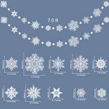 Frozen Snowflake Garland Transparent White Large Snow Streamers For Frozen Birthday Baby Shower Christmas Party Winter Wonderland White Snowflake Banner For Christmas New Year Decoration - 白色 - 查看 4
