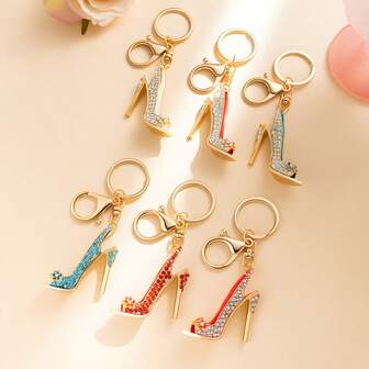 1 st elegant zinklegering med strassdekoration och hög klack, väskberlock, bilnyckeltillbehör, julklapp