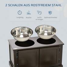 PawHut Elevated Dog Feeders With Storage, 2 Bowls, For Large Dogs, Water Bowl, Food Bowl, Dog Feeder Stand, 60cm X 30cm X 34cm, Coffee On Site - 1 - 查看 6