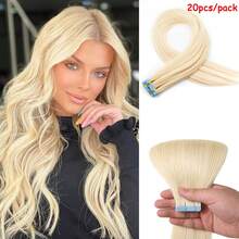 20 piezas de extensiones de cabello con cinta sintética para mujeres - Extensiones de trama invisible sin costuras, lisas y sedosas para moda femenina, fáciles de aplicar - Multicolor - Ver 13