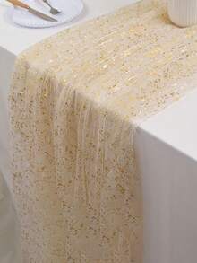 2pcs Gold Sequin Table Runner Set - Shiny Gold Wedding, Party, Event Decor - Square Tablecloth, Suitable For Dining Table Center Decoration, Special Occasions - Multicolor - View 8