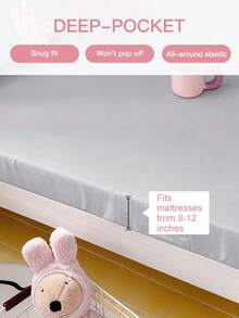 1 件柔软舒适的纯色床笠，9.84 英寸/25 厘米深口袋 - 低过敏性，可机洗，适用于宿舍和客房（不含枕套），床上用品，宿舍，色彩鲜艳，通过 Oeko-Tex 认证 - 淺石灰色 - 查看 4