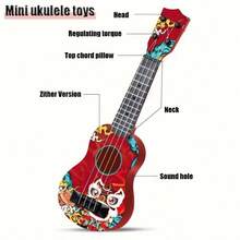 1件/中国龙涂鸦迷你尤克里里 - ABS树脂4弦吉他，适合初学者演奏的乐器及教育音乐礼物，附赠教程和拨片（小巧轻便） - 多色款式隨機 - 查看 6