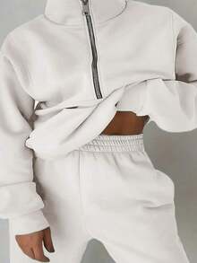 Women's Two-Piece Set Sweatshirt Fleece Sports Street Casual Fashion Outfit For Women