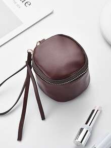 1 Túi đựng đồ trang điểm hình xô tròn nhỏ, Túi đựng đệm khí di động, Ví đựng tiền xu, Túi đựng son môi, Túi xách nữ, Quà tặng cho giáo viên, Thích hợp đựng đồ dùng cần thiết khi đi du lịch, Bãi biển, Tiệc, Ví đựng tiền xu, Quà tặng Ngày của Mẹ, Khuyến mãi mùa đông Túi da PU mới - Nhiều màu - Xem 8