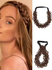 Crimp And Fluffy Braided Headband 3 Strands Synthetic Hair Braid Fashion Chunky Wide Thick Elastic Braid Headbands 14inch