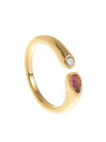 1枚时尚不锈钢开口宝石戒指，适合12岁生日佩戴。电镀18K金，防水防汗，适合情人节、节日、户外活动和假日郊游等场合。女士饰品。 - 彩色 - 查看 13