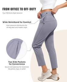 Autumn Winter Women's Pants With Deep Pockets 7/8 Stretch Ankle Sweatpants - 灰色 - 查看 4