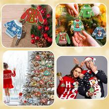 15pcs Christmas Sweater Diamond Art Keychain Kit - DIY 5D Craft Set, Acrylic, Unique Shaped Diamonds, Perfect Holiday Gift - Multicolor - View 4