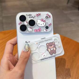  1pc Sanrio Cute Cartoon Camera Lens Protector Compatible With Apple 17 Pro Max, Full Coverage Adhesive Sticker, Aesthetic Anti-Scratch Decal