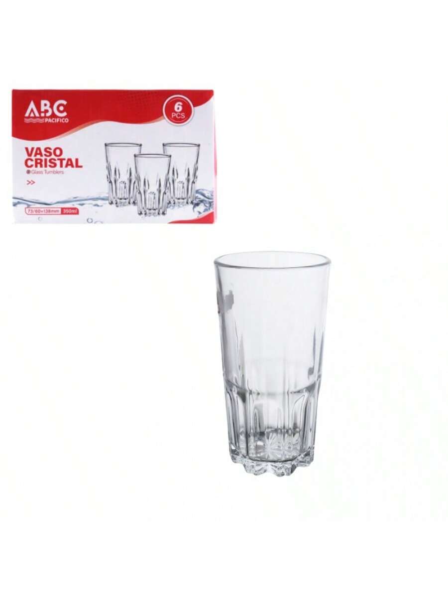 Vasos de vidrio de 350 ml, 6 unidades