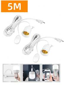 Portalámparas Soporte de Base para Lampara, Soporte colgante de 5m, casquillo E27 con Cable para lámpara de sal con Cable de alimentación - Tipo de Enchufe A USA (110-127V) - Ver 15