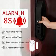120分贝高音量安防报警系统，5种模式（防盗、延时、门铃、关门提醒、30秒报警） - 激活时触发防盗报警 - 适用于家庭、公寓、办公室和商店安防 - 多色A - 查看 2