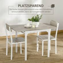 HOMCOM 3-Piece Dining Set With 2 Chairs And 1 Table, Folding Table 120 X 60 X 75 Cm, Natural White MDF Steel, Ideal For Kitchen And Dining Room - 1 - View 6