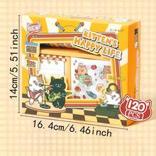 Simno Kawaii Cat Scrapbook Supplies Kit, Stationery Set With Memo Notes, Washi Tape & Stickers, Craft Supplies Gift For Cat Lovers, Bullet Journal - Orange - View 12