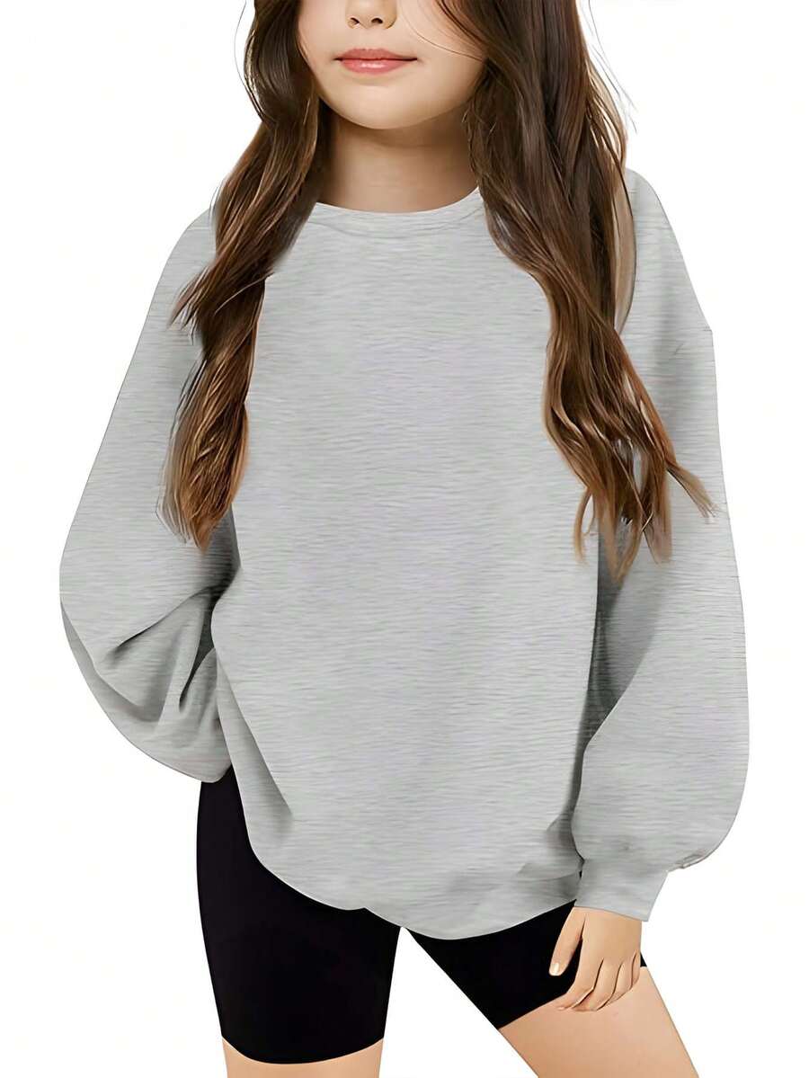 Girls' Selected Fall/Winter Crewneck Sweatshirts - Màu Xám nhạt - Xem 1