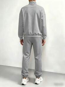 Women's Fleece-Lined Two-Piece Tracksuit - Loose Fit Autumn Casual Wear, Comfortable Sporty And Relaxed Style, Suitable For Loungewear (Multiple Colors) - Xám - Xem 2