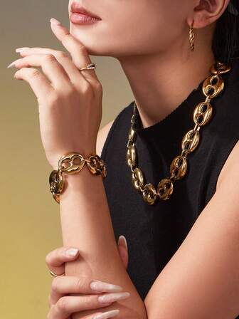 1 pieza Collar gargantilla de acero inoxidable con granos de café huecos multicolor, joyería personalizada chapada en oro de 18K con diseño exagerado