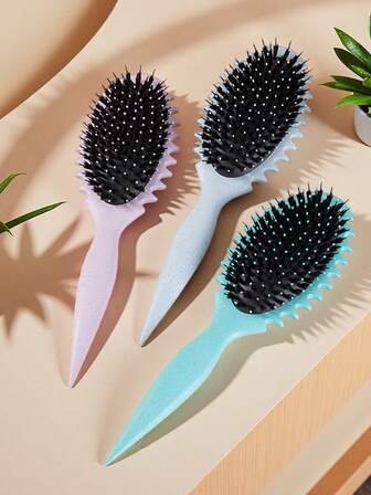 Ribbed Back Curl Defining Brush – Soft Flexible Bristles For Detangling Wet/Dry Curly, Coily & Wavy Hair, Anti-Knot Hair Brush With Ergonomic Handle & Scalp Massage Design