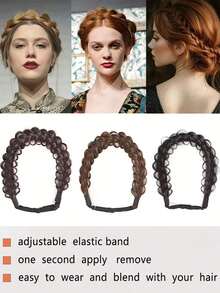 Crimp And Fluffy Braided Headband 3 Strands Synthetic Hair Braid Fashion Chunky Wide Thick Elastic Braid Headbands 14inch